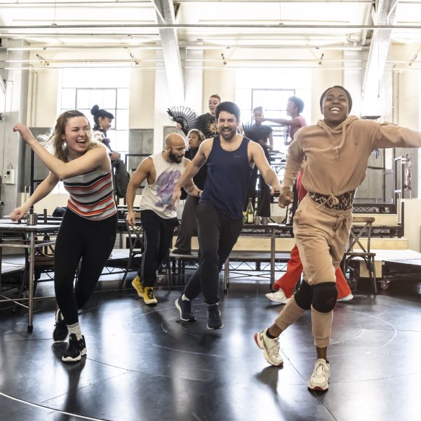 West End cast of Hadestown in rehearsal. Credit_ Johan Persson 