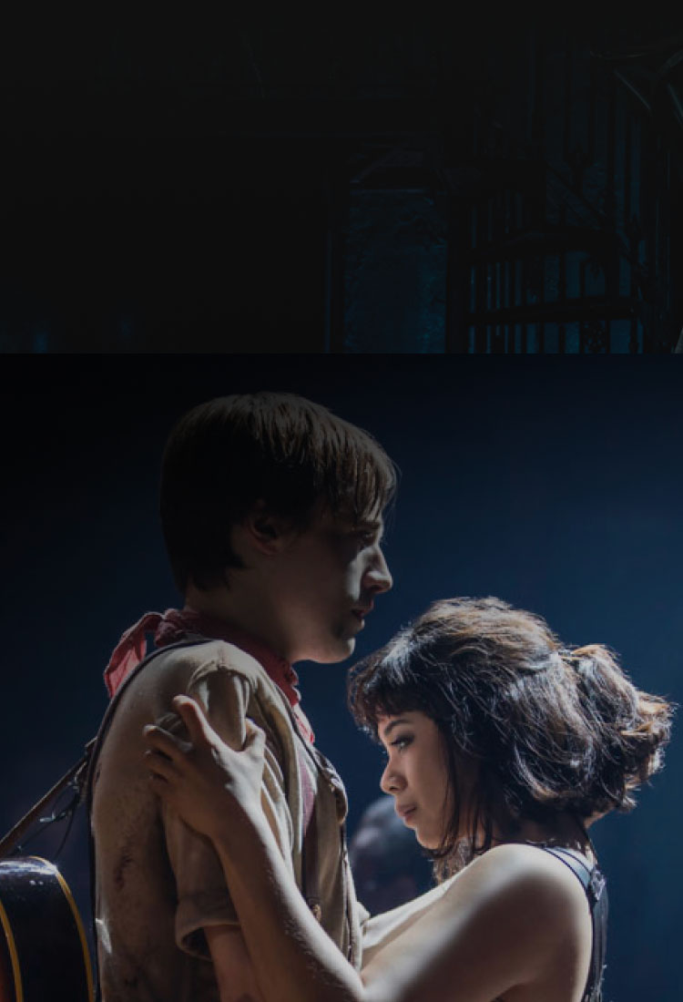 Photo of Orpheus & Eurydice - two of the Hadestown leads - embracing